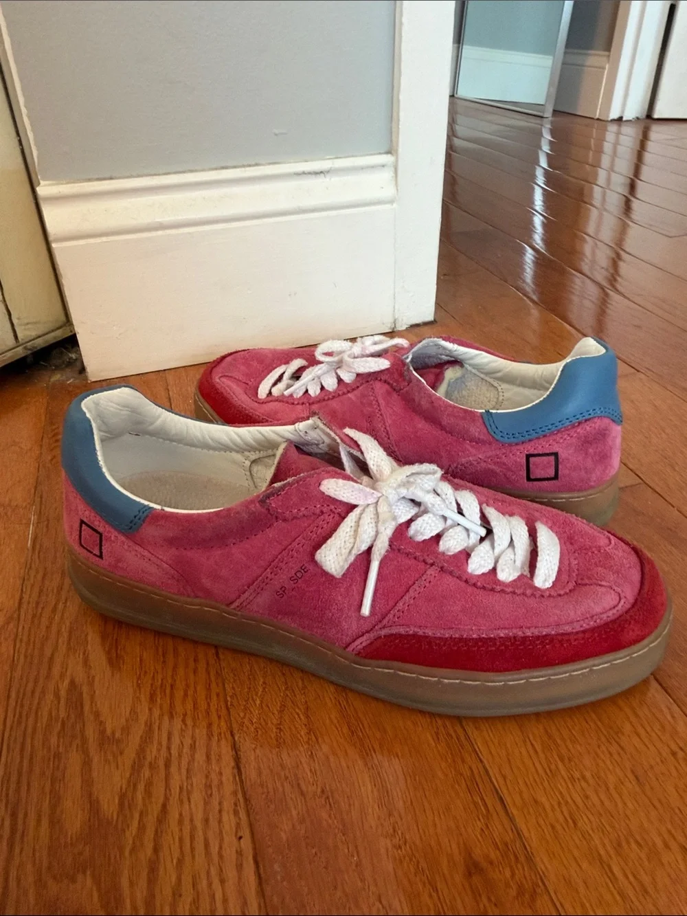 DATE Pink Suede Lace-Up Sneakers